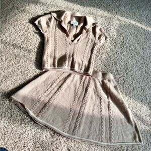 Pink Rose Blush Knit Sweater Two Piece Set